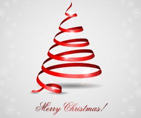 Abstract christmas tree vector with red ribbon