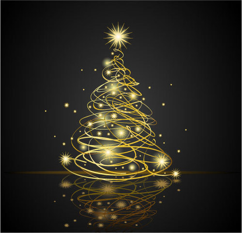 Abstract golden glitter christmas tree vector