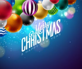 Blue background and christmas balls vector