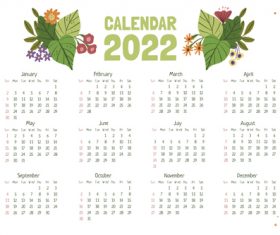 Botanical cover 2022 calendar template vector