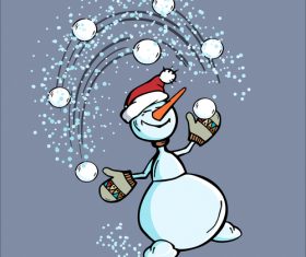 Cartoon Snowman Acrobatics Vector