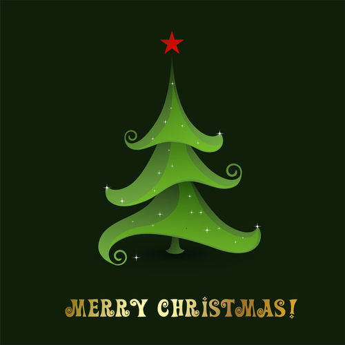 Cartoon christmas tree background vector