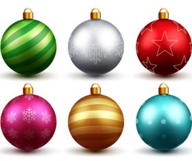 Christmas balls vector in different colors and patterns