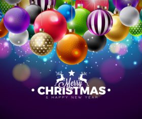 Christmas card vector with colorful balls