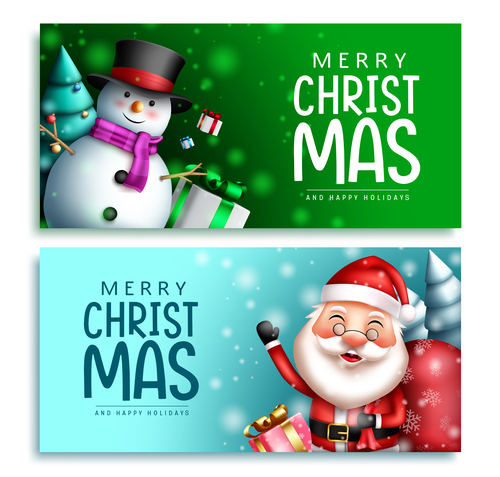 Christmas cartoon banner vector