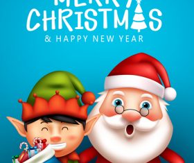 Christmas cartoon cute greeting card vector