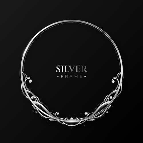 Circle silver frame vector