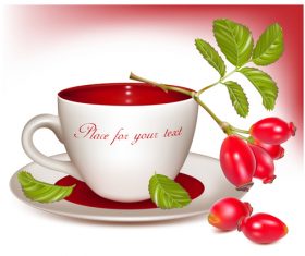 Coffee cup and berries vector illustration