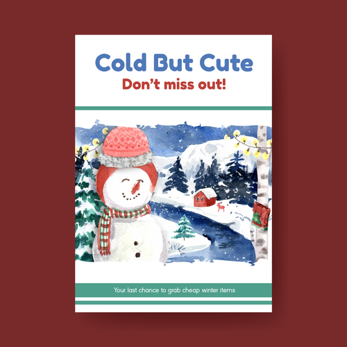 Cold but cute don't miss out sale posters vector
