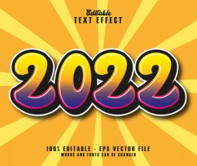 Color 2022 text effect in vector