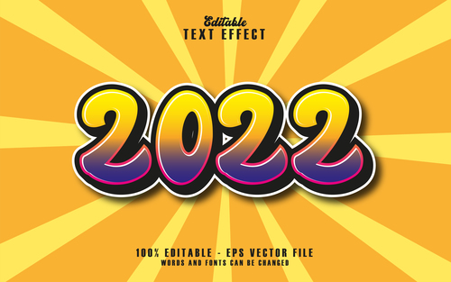 Color 2022 text effect in vector