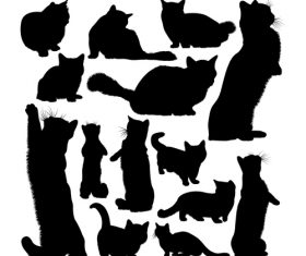 Cute cat silhouette vector