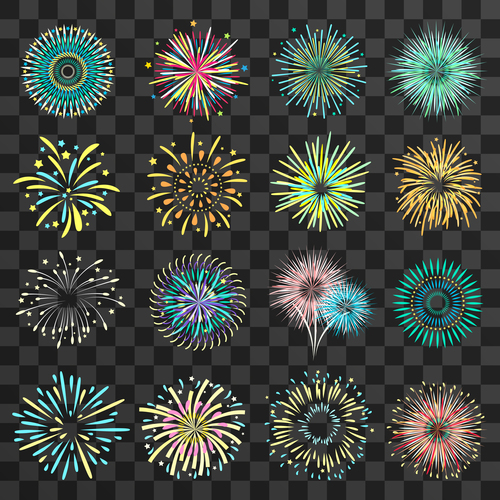 Different fireworks vector