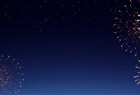 Fireworks banner composition realistic vector