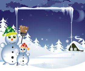 Funny snowmen cartoon vector