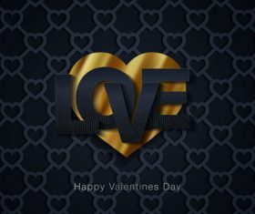Gold heart shape and black background vector