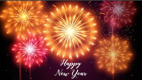 Gorgeous and bright 2022 New Years fireworks vector