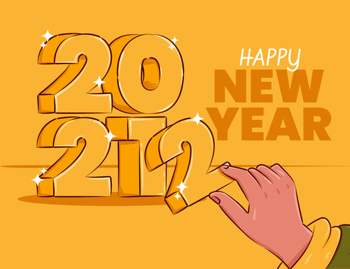Hand cartoon changing year illustration vector