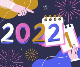 Hand drawn welcome 2022 new year illustration vector