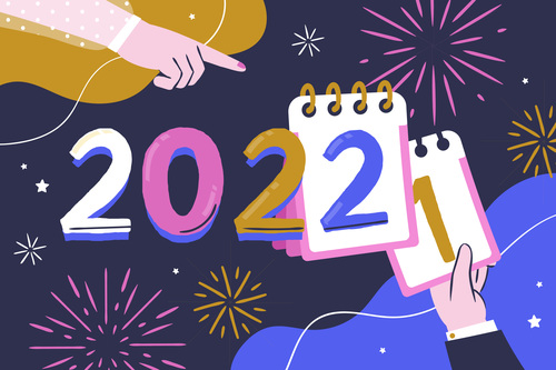 Hand drawn welcome 2022 new year illustration vector