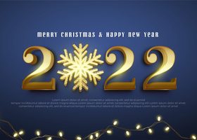 Happy New Year 2022 with decorative lights and balloons vector