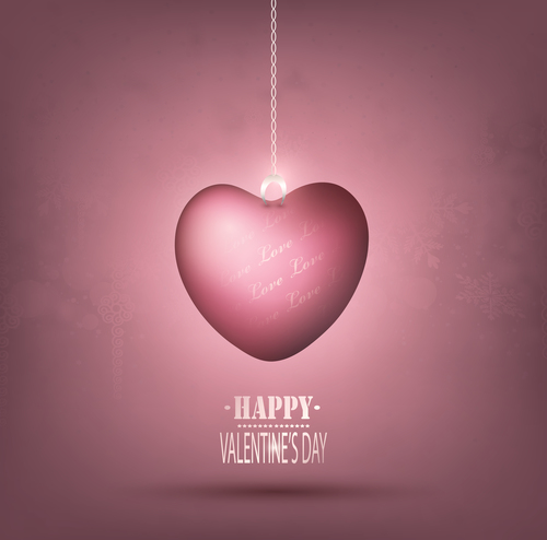 Heart pendant romantic valentine vector