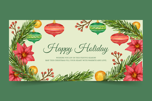 Holiday card hand drawn banner vector