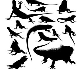 Lguana animal silhouettes vector