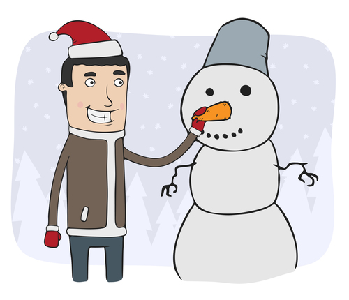 Make a snowman cartoon vector