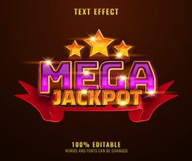 Mega jackpot text style effect vector