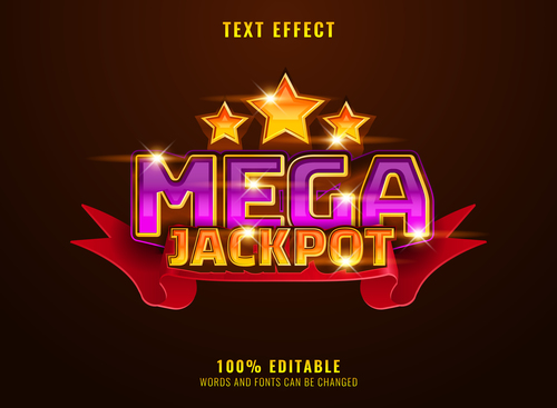 Mega jackpot text style effect vector