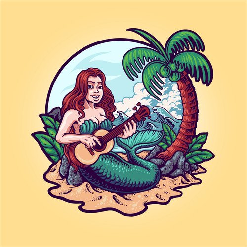 Mermaid drawing illustration vector