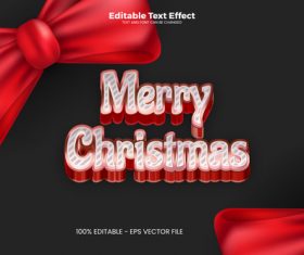 Merry Christmas editable text effect vector