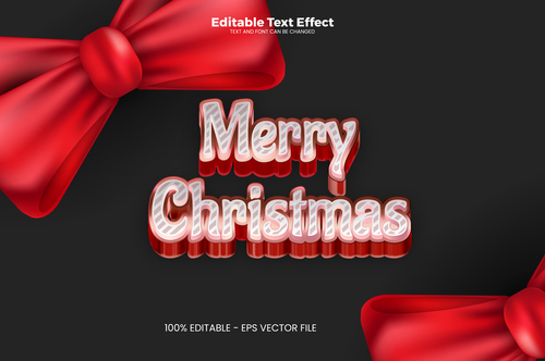 Merry Christmas editable text effect vector