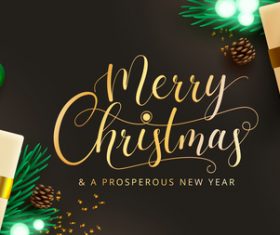 Merry Christmas greeting banner template vector