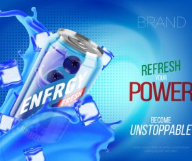 Metal can energy drink vector for advertising banner