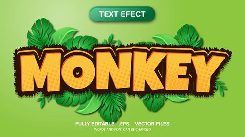 Monkey text style effect vector