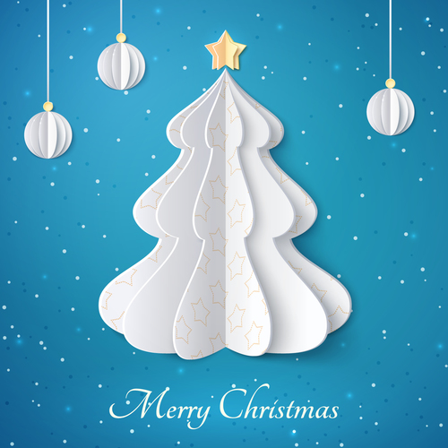 Origami art christmas card vector