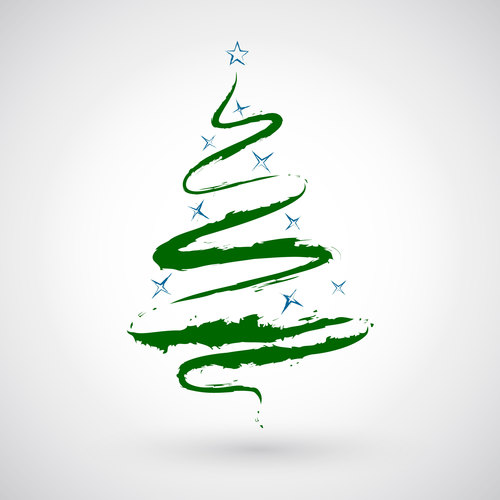Painting abstract christmas tree vector