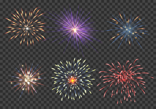 Pretty fireworks set vector