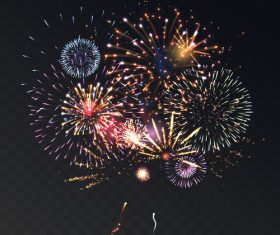 Realistic fireworks illustration vector