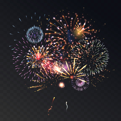 Realistic fireworks illustration vector