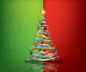 Red and green background christmas card vector