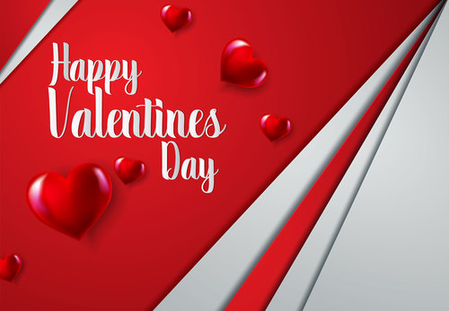 Red and white valentine day card vector