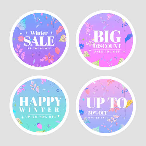 Sales labels collection winter vector