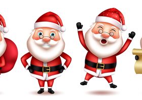 Santa Claus cartoon vector in different poses