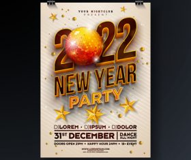 Shiny disco ball 2022 new year party poster vector