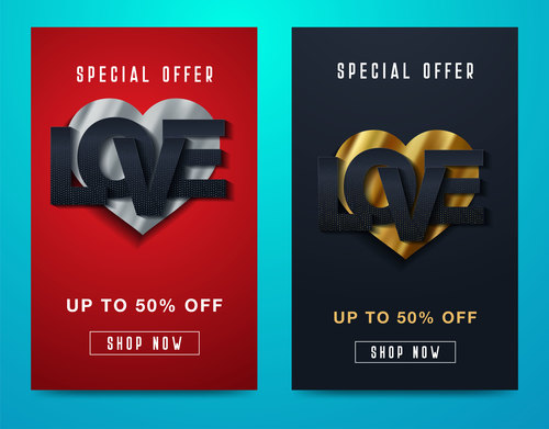 Shop now Valentines Day sale banner vector