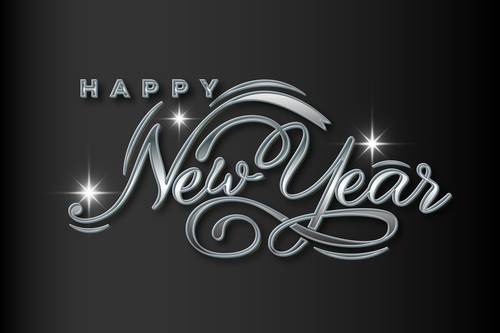 Silver New Year 3d editable text style effect vector