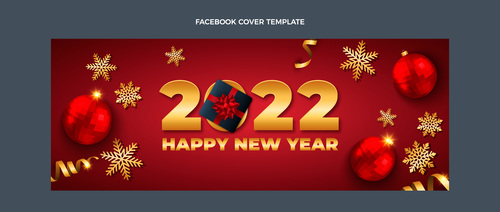 Social media cover template 2022 new year vector